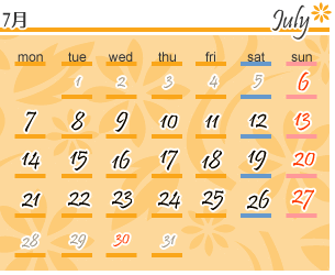 カレンダー7月